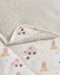 Pink Teddy bamboo baby changing mat — pink teddy print, soft bamboo cotton