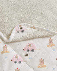 Pink Teddy bamboo baby changing mat — pink teddy print, soft bamboo cotton