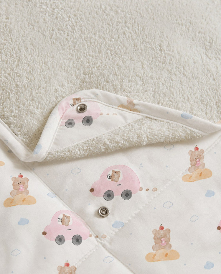 Pink Teddy bamboo baby changing mat — pink teddy print, soft bamboo cotton