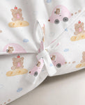 Pink Teddy bamboo baby changing mat — pink teddy print, soft bamboo cotton
