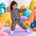 Pink & Grey Hearts Hooded Jogger Set on girl by Anaario – winter kidswear