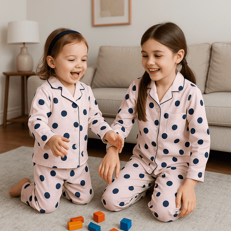 Girl wearing Anaario Polka Pop Night Suit