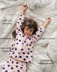 Girl wearing Anaario Polka Pop Night Suit