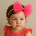 Powder blue flower bow hairband by Anaario