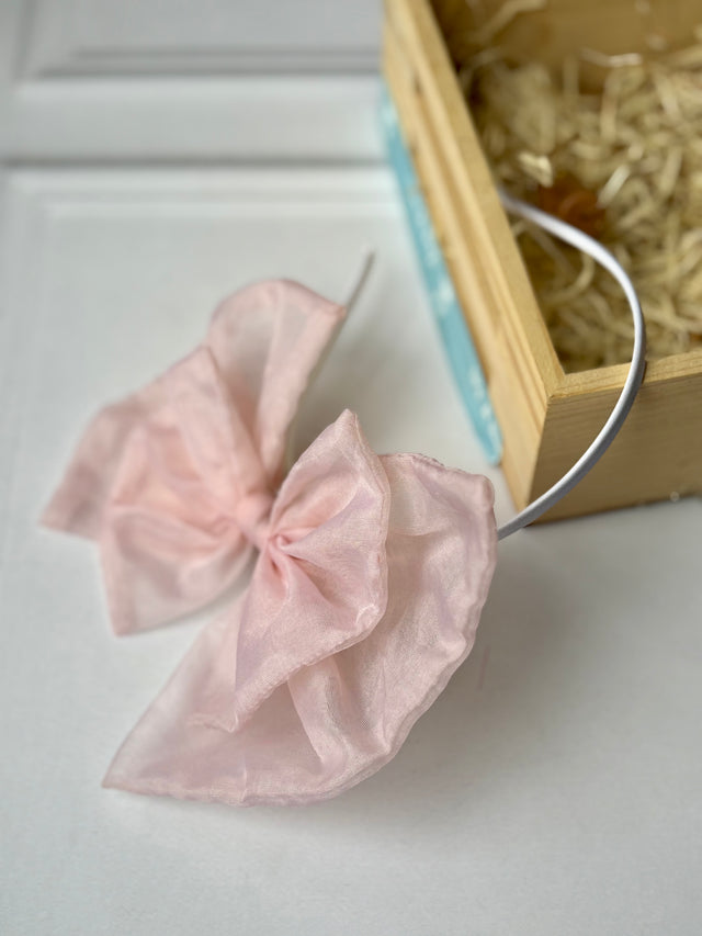 Anaario Powder Pink Sheer Organza Bow Hairband, hair band for kids