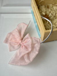 Anaario Powder Pink Sheer Organza Bow Hairband, hair band for kids