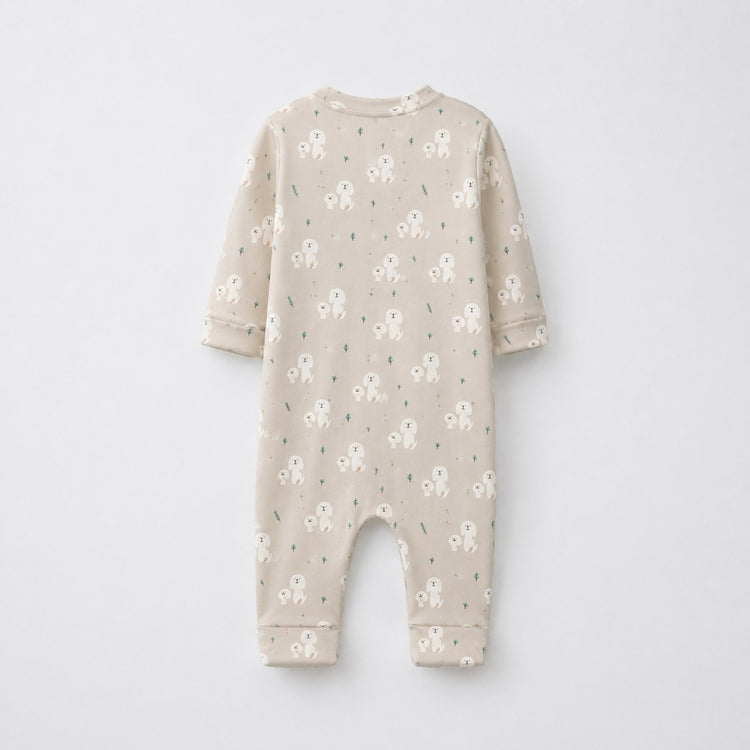 Puppy & Stripe bamboo cotton baby sleepsuit — footed zip-front sleepsuit, onesie romper