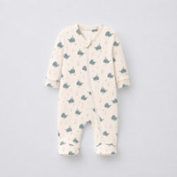 Puppy & Stripe bamboo cotton baby sleepsuit — full-sleeve baby sleepsuit, zip onesie