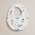 Puppy & Whale bamboo baby bib — puppy & whale print, soft bamboo cotton