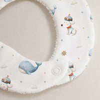 Puppy & Whale bamboo baby bib — print detail