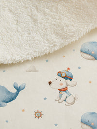 Puppy & Whale bamboo baby burp cloth — absorbent sherpa backing