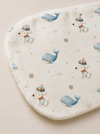 Puppy & Whale bamboo baby burp cloth — print detail