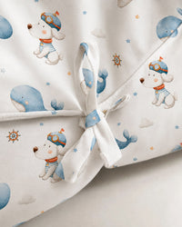 Puppy & Whale bamboo baby changing mat — soft bamboo cotton flatlay