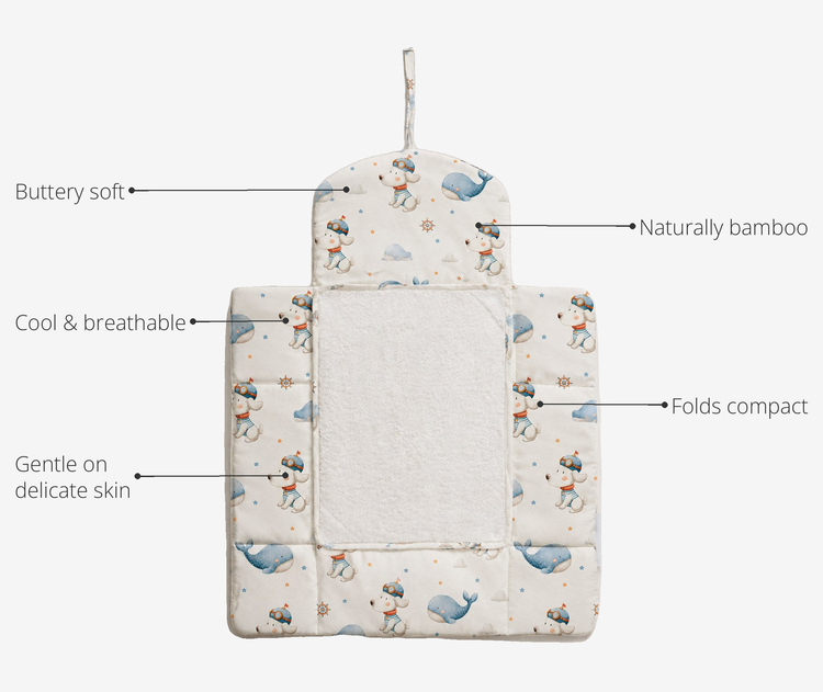 Anaario Puppy & Whale Bamboo Baby Changing Mat key features