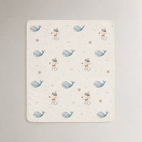 Puppy & Whale bamboo baby quilt — printed reverse