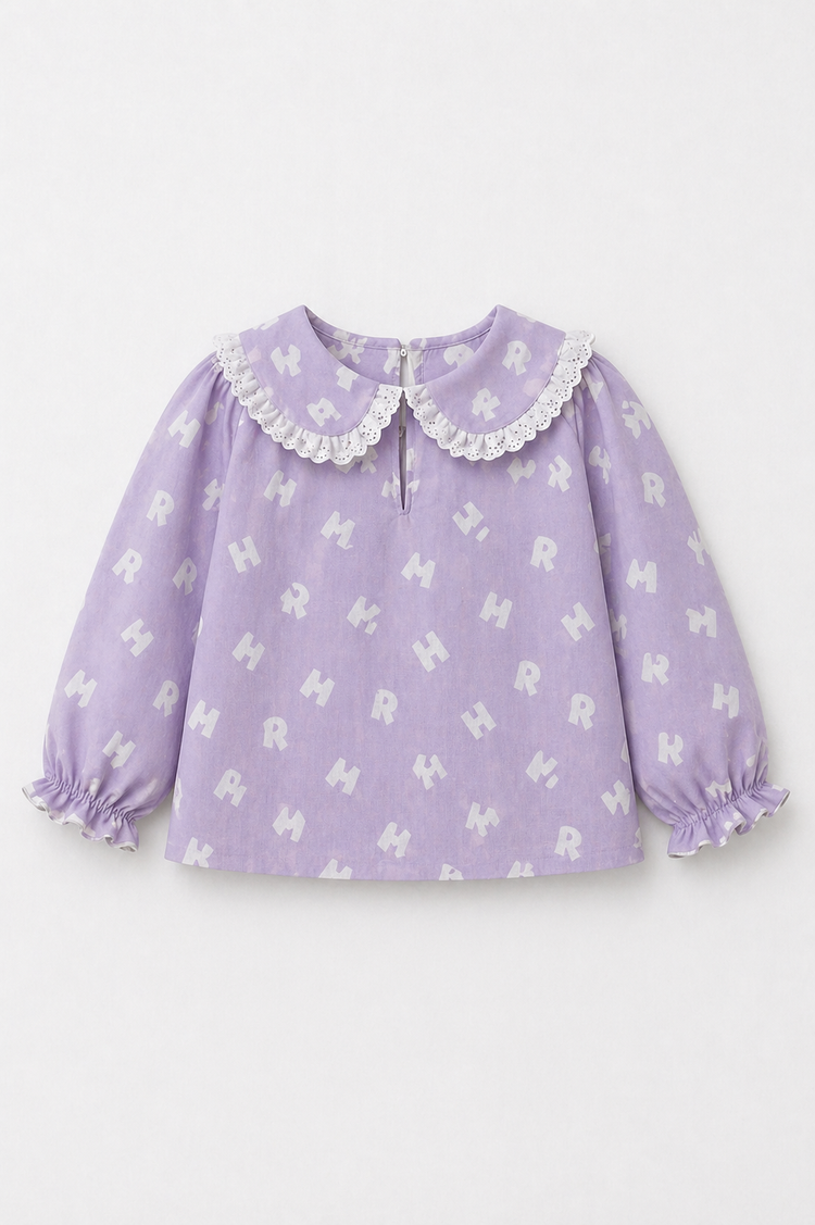 Girl wearing Anaario Purple Alphabet Night Suit