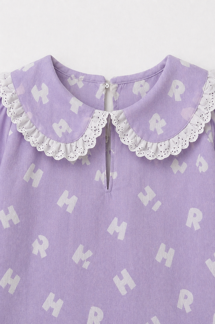 Girl wearing Anaario Purple Alphabet Night Suit