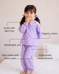 Girl wearing Anaario Purple Alphabet Night Suit