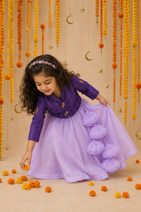 Indian Purple Bird Jacket-Lehenga Set - Anaario - Image 7