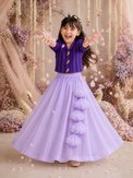 Indian Purple Bird Jacket-Lehenga Set - Anaario - Image 8