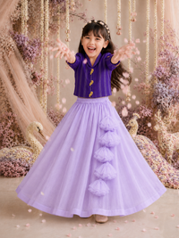 Indian Purple Bird Jacket-Lehenga Set - Anaario - Image 8
