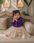 Baby wearing Anaario Purple Bird Jacket-Lehenga Set, second pose