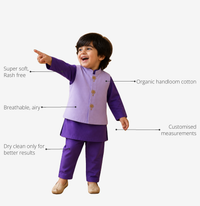 Anaario Purple Palm-Motif Boys' Waistcoat Set (Lilac Waistcoat) key features