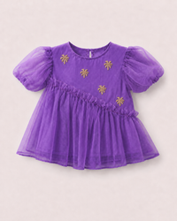 Indian Purple Palm Peplum Palazzo Set - Anaario - Image 4