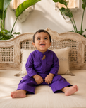 Baby wearing Anaario Purple Parrot-Motif Baby Kurta Set, purple kurta with parrot motif, newborn to 24 months