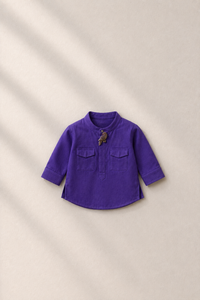 Baby wearing Anaario Purple Parrot-Motif Baby Kurta Set, purple kurta with parrot motif, newborn to 24 months