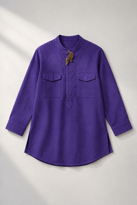 Purple Parrot-Motif Kurta Set - kurta flat lay