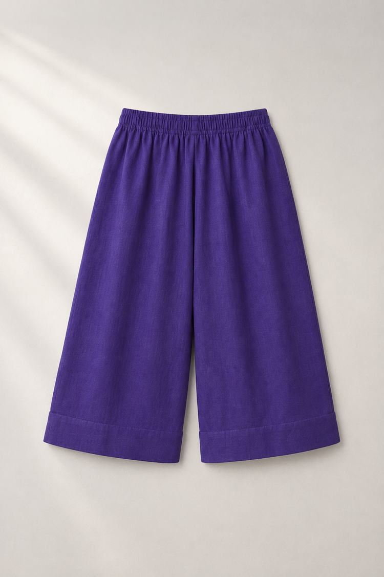 Purple Parrot-Motif Kurta Set - pants flat lay