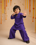 Purple Parrot-Motif Kurta Set - boy playful festive
