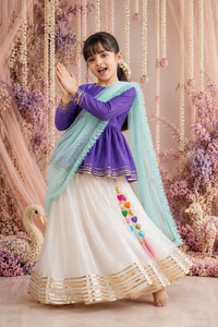 Indian Purple Peplum Lehenga Set - Anaario - Image 10
