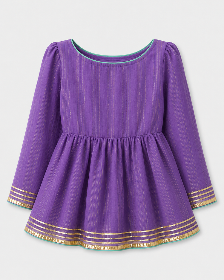 Indian Purple Peplum Lehenga Set - Anaario - Image 4