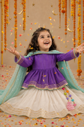 Indian Purple Peplum Lehenga Set - Anaario - Image 9