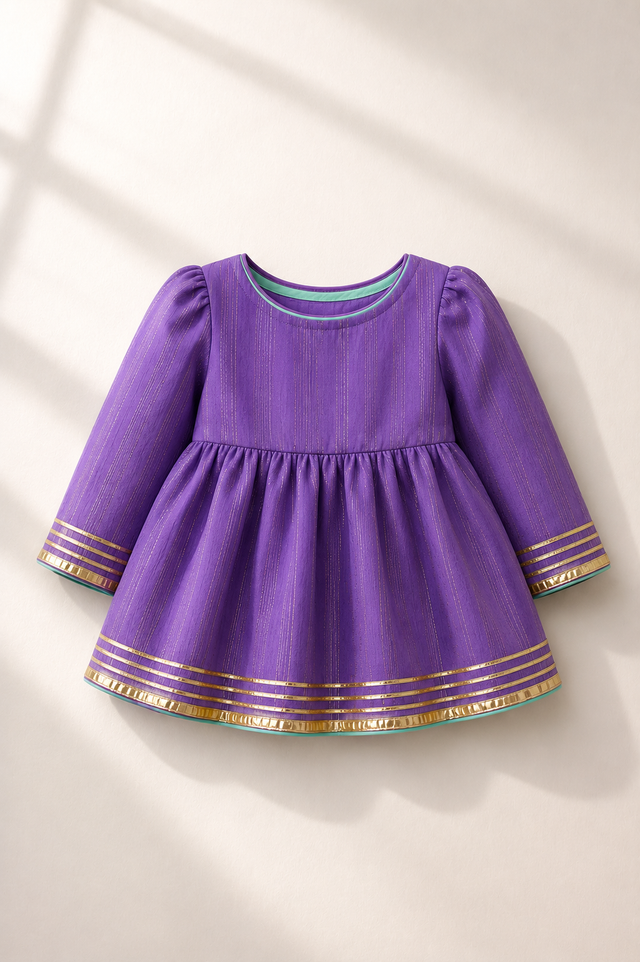 Anaario Purple Peplum Lehenga Set, purple peplum top flat lay with mint trim