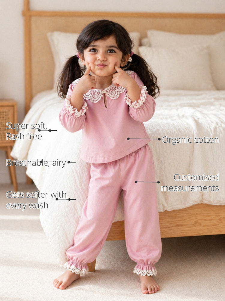 Pink Whispers Girls' Night Suit features