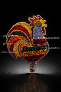 Rooster Brooch features