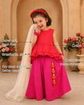 Red Pink Girls' Palazzo Set features