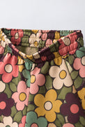 Brown Flowers Hooded Barrel Pant Set flat lay by Anaario