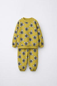 Mustard Koala Jogger Set flat lay by Anaario