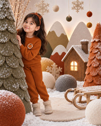 Rust Reindeer Fleece Set on child by Anaario – winter fleecewear