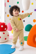 Beige Pac-Man Fleece Set on child by Anaario – winter fleecewear