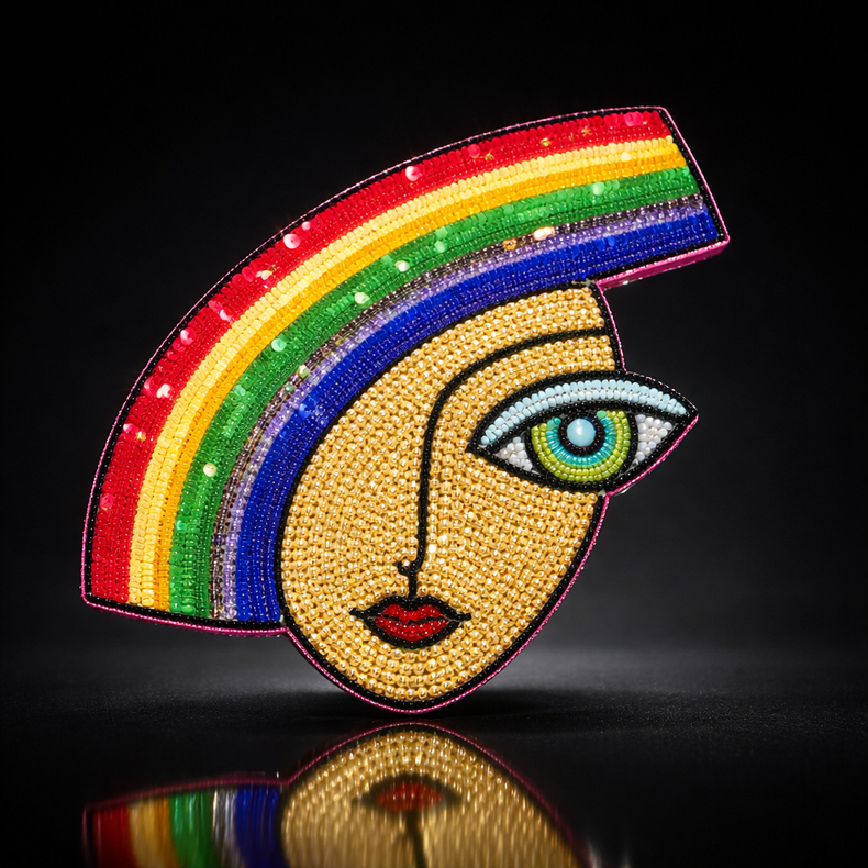 Anaario Rainbow Face Brooch pin