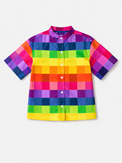Boy wearing Anaario Rainbow Grid Shirt Set