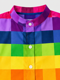 Boy wearing Anaario Rainbow Grid Shirt Set