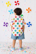 Boy wearing Anaario Rainbow Pop Oversized Shirt