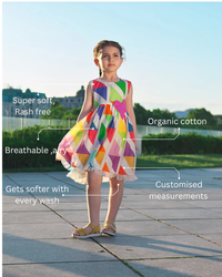 Girl wearing Anaario Rainbow Prism Dress