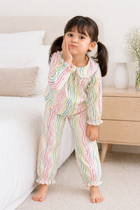 Girl wearing Anaario Rainbow Waves Night Suit